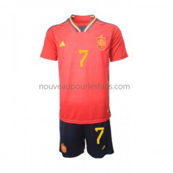 Maillot Espagne Alvaro Morata 7 Enfant Tenue Domicile Coupe du Monde 2022 Manche Courte