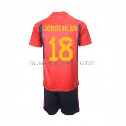 Maillot Espagne Jordi Alba 18 Enfant Tenue Domicile Coupe du Monde 2022 Manche Courte