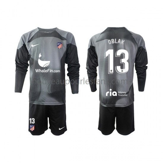 Maillot Atlético Madrid Jan Oblak 13 Gardien Enfant Tenue Extérieur 2022-2023 Manche Longue
