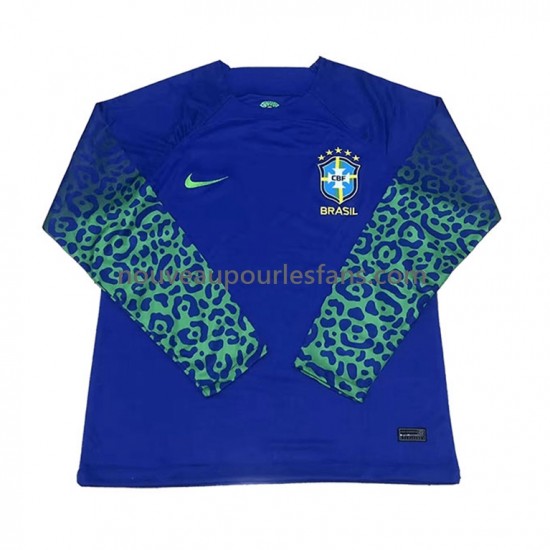 Maillot Brésil Homme Tenue Extérieur Coupe du Monde 2022 Manche Longue