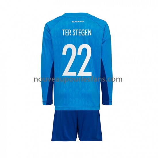 Maillot Allemagne ter Stegen 22 Gardien Enfant Tenue Domicile Coupe du Monde 2022 Manche Longue