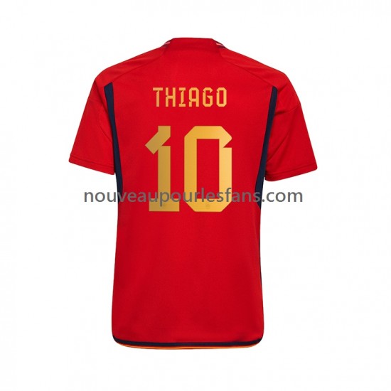 Maillot Espagne Thiago 10 Homme Tenue Domicile Coupe du Monde 2022 Manche Courte