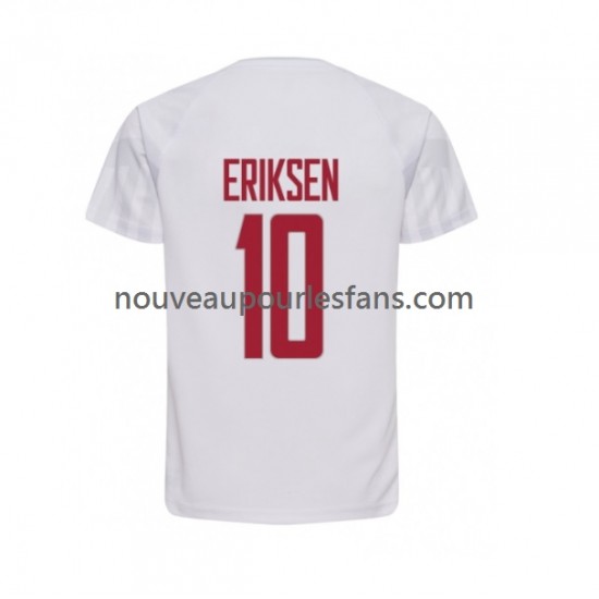 Maillot Danemark Christian Eriksen 10 Homme Tenue Extérieur Coupe du Monde 2022 Manche Courte