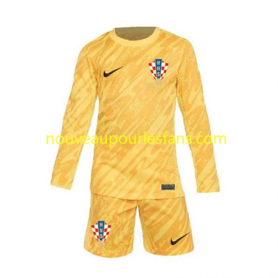 Maillot Croatie Gardien Enfant Tenue Domicile Euro 2024 Manche Longue