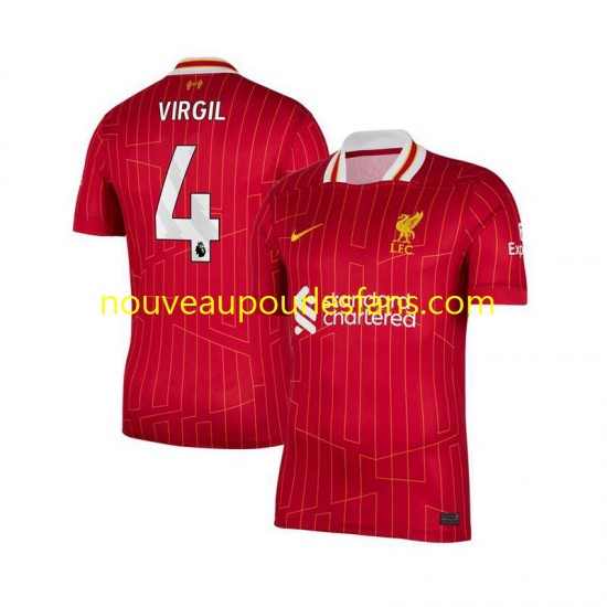 Maillot Liverpool Virgil van Dijk 4 Homme Tenue Domicile 2024-2025 Manche Courte