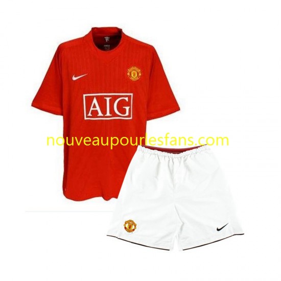 Maillot Manchester United 2007 Rétro Enfant Tenue Domicile Manche Courte